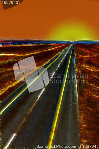 Image of Abstract Open Freeway Sunrise Illustration