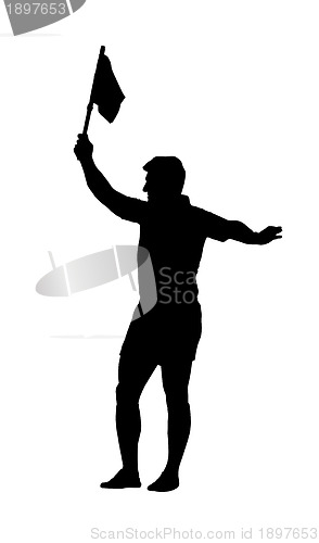 Image of Sport Silhouette - Rugby Football Assistant Referee Holding Flag