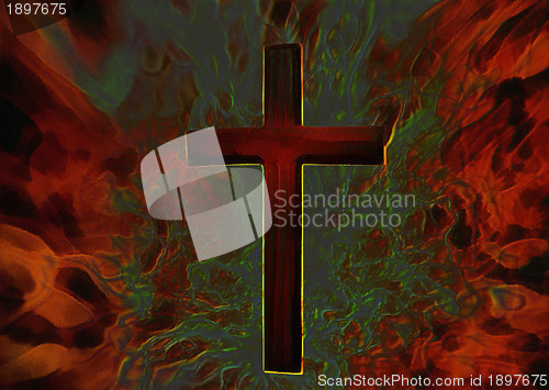 Image of 3D Fiery Christian Cross
