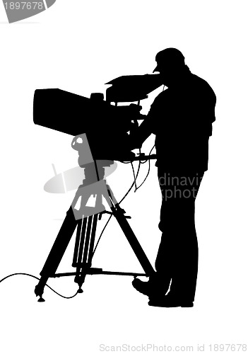 Image of TV Camera and Operator Silhouette