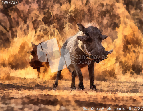 Image of Artistic Impression Warthogs Walking