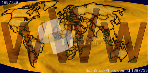 Image of World Wide Web on Golden Word Map