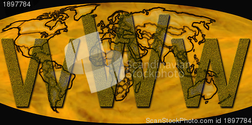 Image of World Wide Web on Golden Word Map