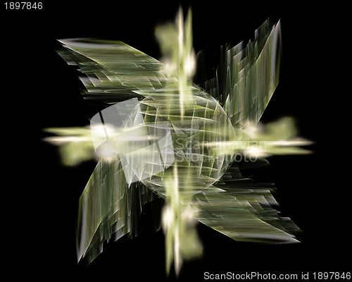 Image of Abstract Fractal Art Green Fan Object