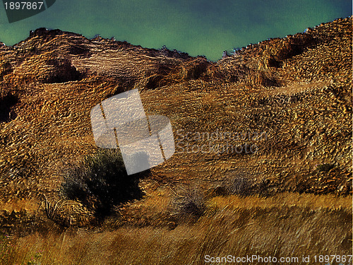 Image of 3D Green Bush and Mountain