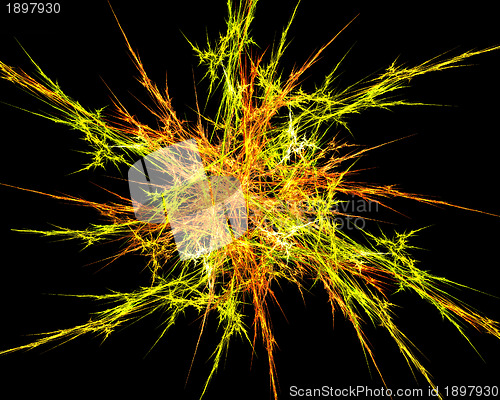 Image of Abstract Gold and Red Lightning Sparks Effect Background