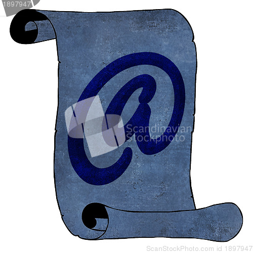 Image of Modern Email Symbol on Blue Old Paper Scroll