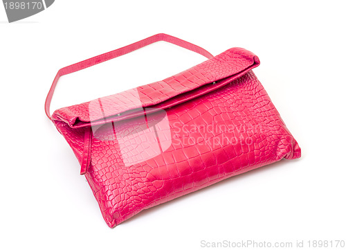 Image of Fashionable pink leather handbag