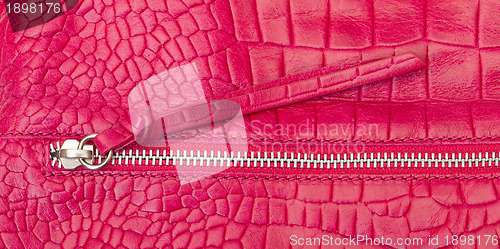 Image of Textured pink leather with zipper