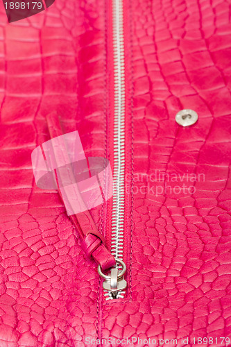 Image of Textured pink leather with zipper