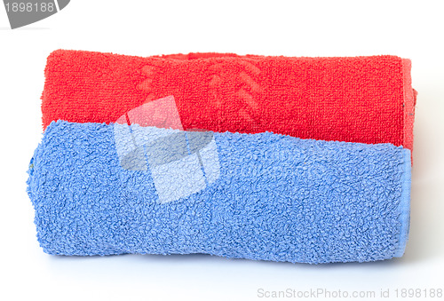 Image of Rolled red and blue towels