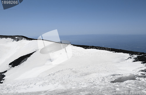 Image of People on volcano mount Etna crater