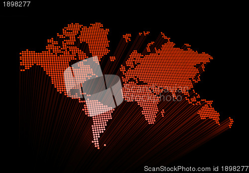 Image of three dimensional red world map