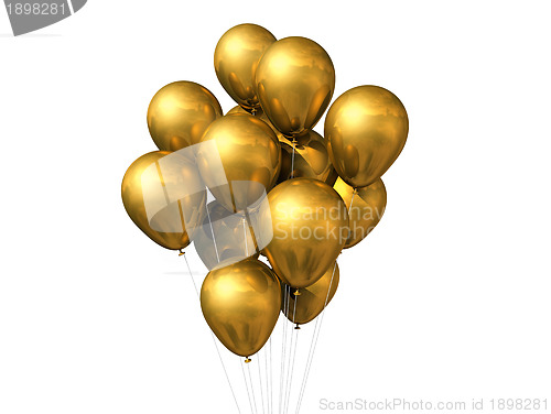 Image of gold balloons isolated on white