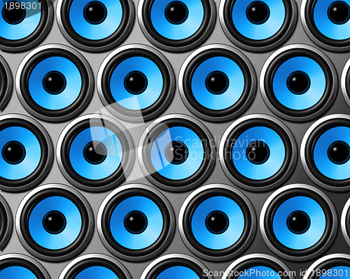 Image of blue speakers wall