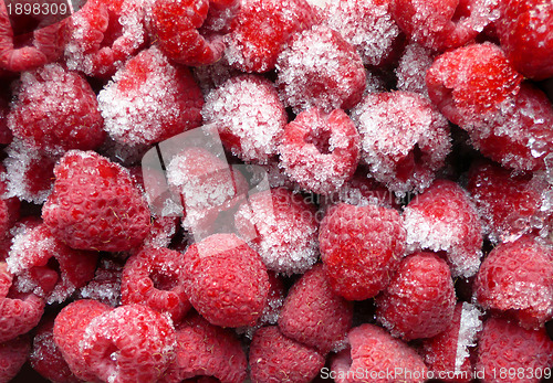 Image of frozen raspberries