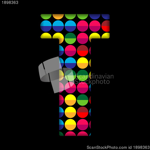 Image of Alphabet Dots Color on Black Background T