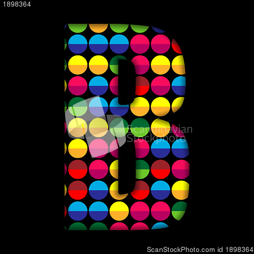 Image of Alphabet Dots Color on Black Background B