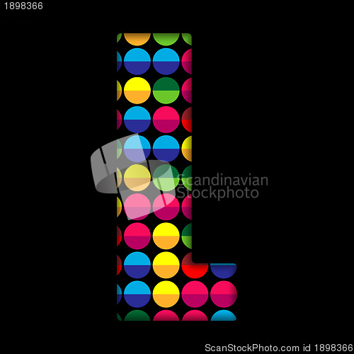 Image of Alphabet Dots Color on Black Background L