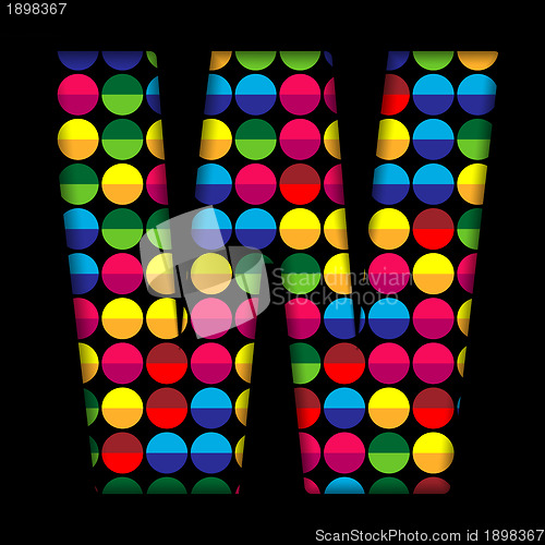 Image of Alphabet Dots Color on Black Background W