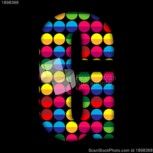 Image of Alphabet Dots Color on Black Background G