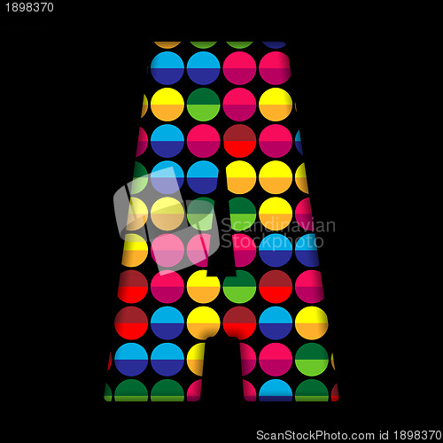 Image of Alphabet Dots Color on Black Background A