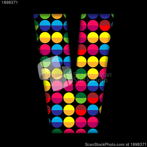 Image of Alphabet Dots Color on Black Background V