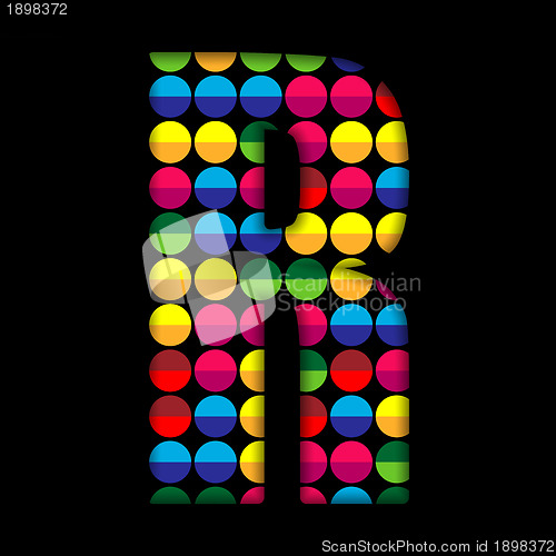 Image of Alphabet Dots Color on Black Background R