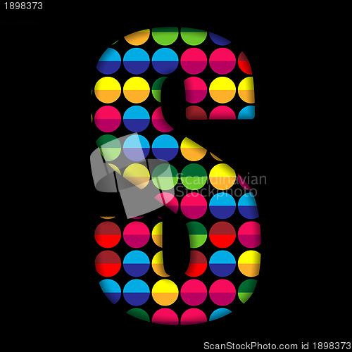 Image of Alphabet Dots Color on Black Background S