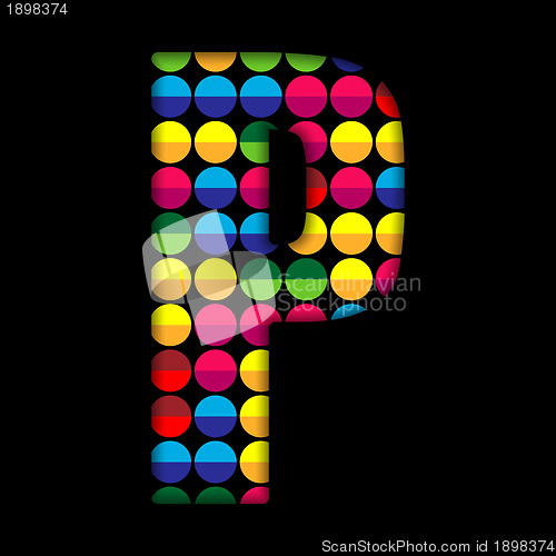 Image of Alphabet Dots Color on Black Background P