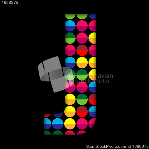 Image of Alphabet Dots Color on Black Background J