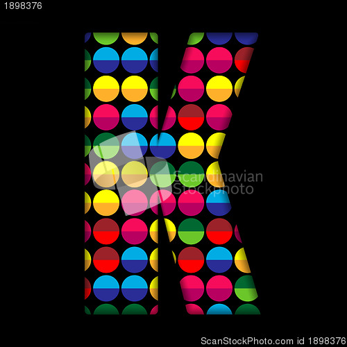 Image of Alphabet Dots Color on Black Background K