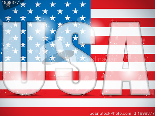 Image of USA Glass Letters with Flag Background