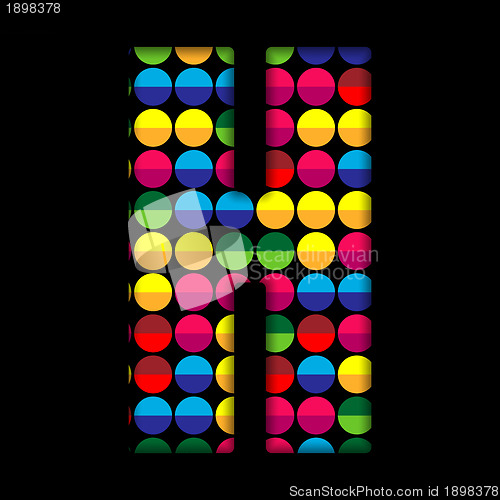 Image of Alphabet Dots Color on Black Background H