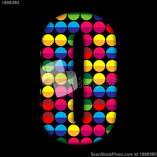 Image of Alphabet Dots Color on Black Background O