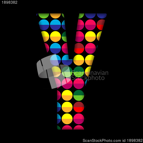 Image of Alphabet Dots Color on Black Background Y