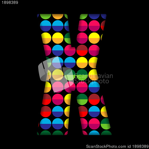 Image of Alphabet Dots Color on Black Background X