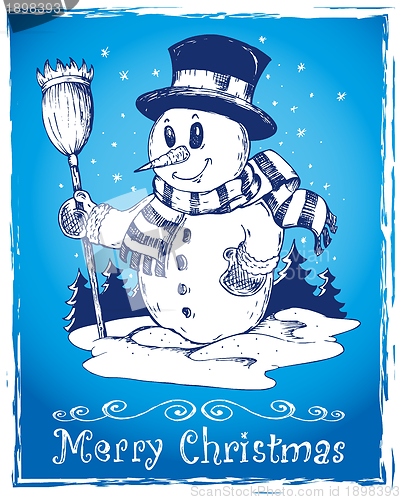 Image of Winter snowman theme drawing 3