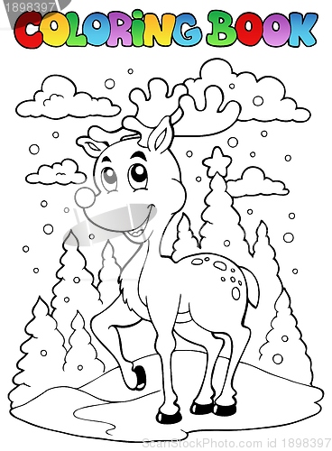 Image of Coloring book reindeer theme 1