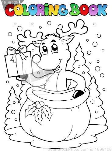 Image of Coloring book reindeer theme 2