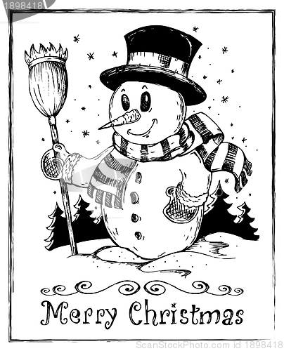 Image of Winter snowman theme drawing 2