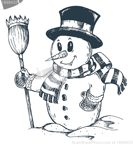 Image of Winter snowman theme drawing 1