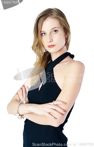 Image of Beautiful woman in black dress