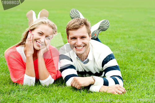 Image of Happy young couple outdoors