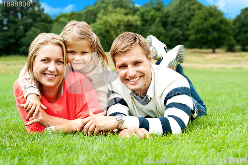 Image of Joyous family in a park enjoying day out