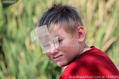 Image of Close-up Attractive Young Boy Outdoors