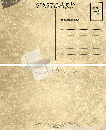 Image of Vintage Empty Blank Postcard Template Front and Back