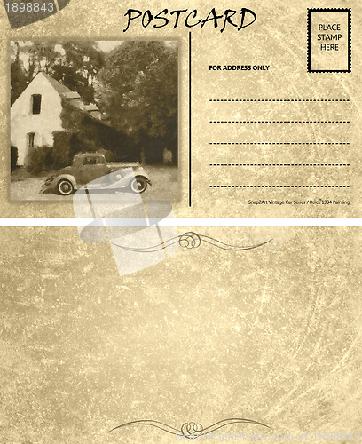 Image of Vintage Empty Blank Motor Car Postcard Template Front Back