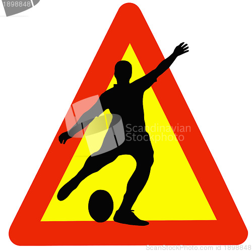 Image of Rugby Player Silhouette on Traffic Warning Sign