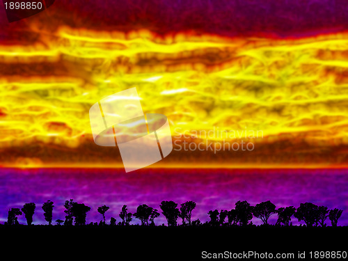 Image of Abstract Fantasy Sunset Silhouette